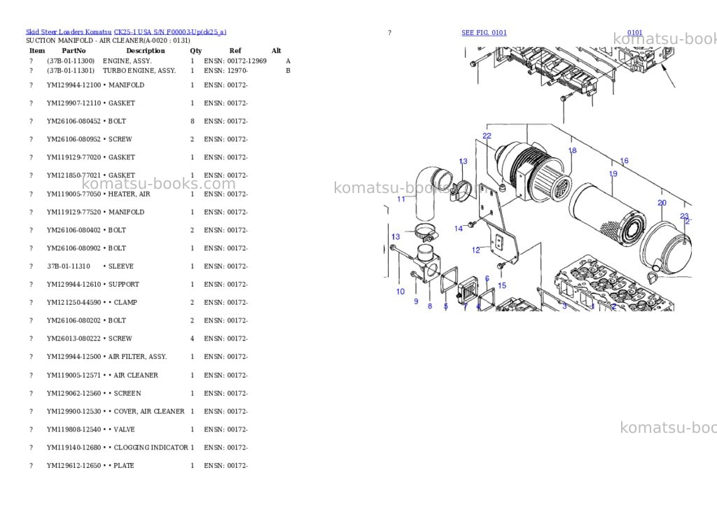 Komatsu ck25-1 usa s/n f00003-up Parts catalog cover Komatsu ck25-1 usa s/n f00003-up Parts catalog cover