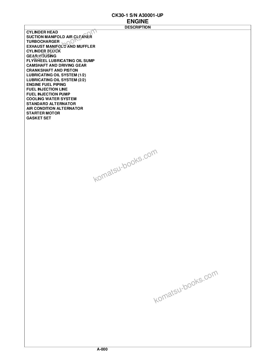 Komatsu ck30-1 s/n a30001-up Parts catalog cover Page 2