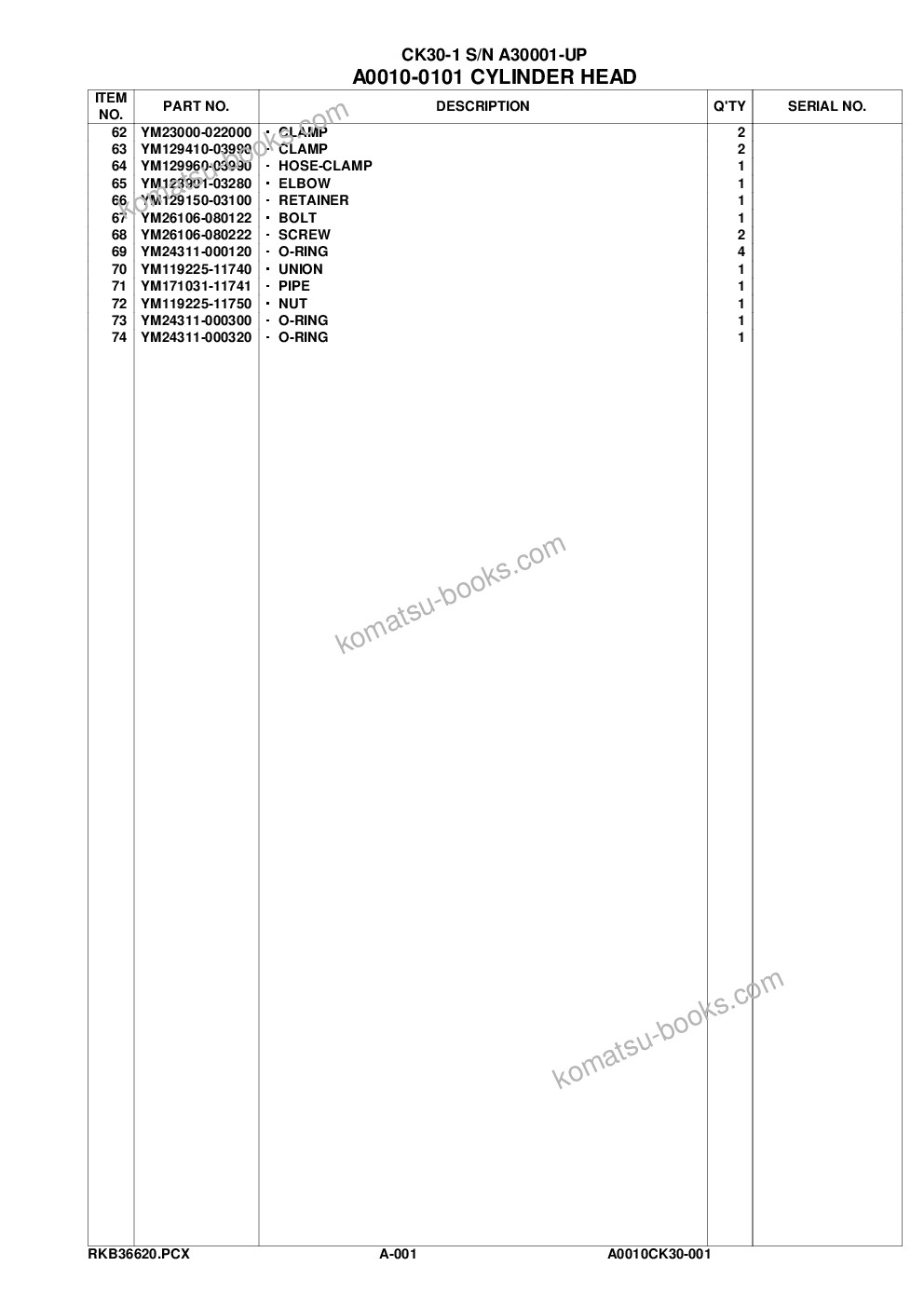 Komatsu ck30-1 s/n a30001-up Parts catalog cover Page 5