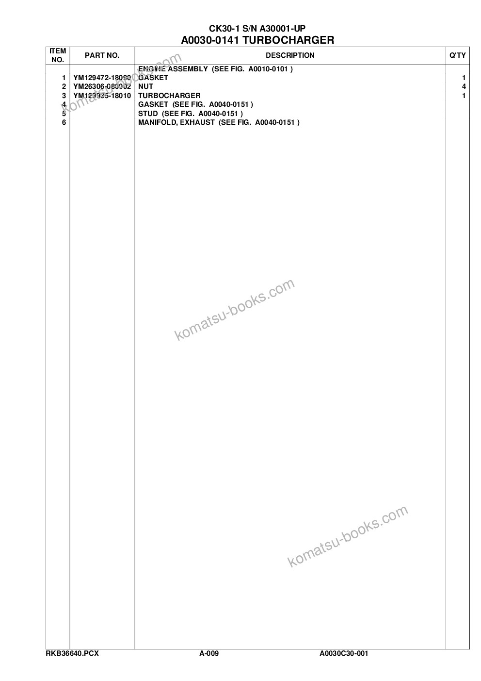 Komatsu ck30-1 s/n a30001-up Parts catalog cover Page 9