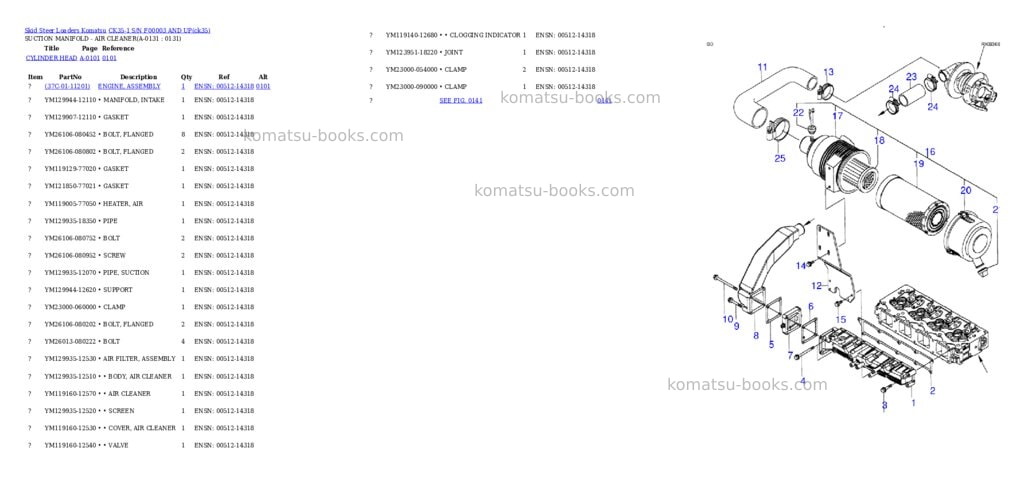 Komatsu ck35-1 s/n f00003 and up Parts catalog cover Page 2