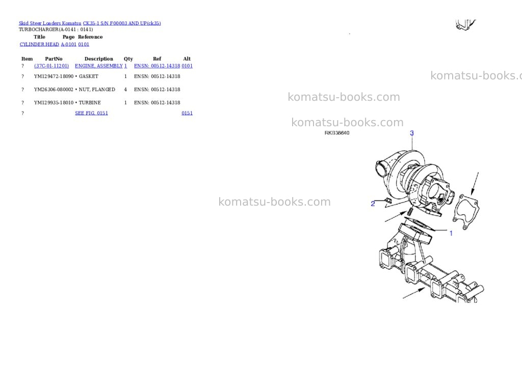 Komatsu ck35-1 s/n f00003 and up Parts catalog cover Page 4