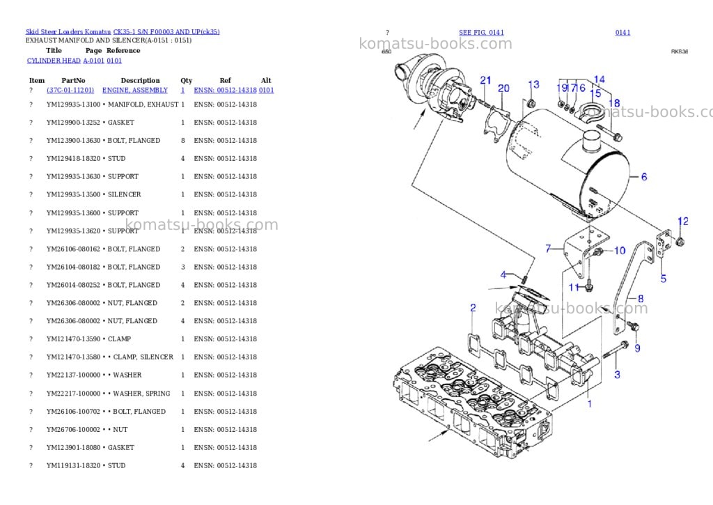 Komatsu ck35-1 s/n f00003 and up Parts catalog cover Page 6