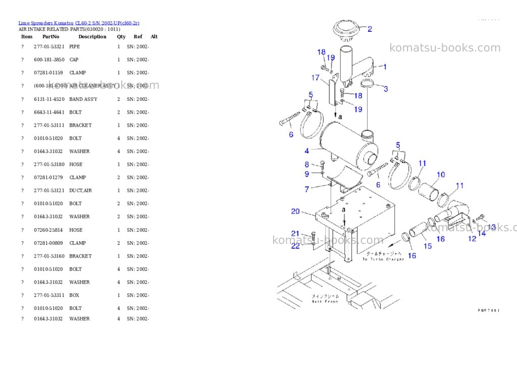 Komatsu cl60-2 s/n 2002-up Parts catalog cover