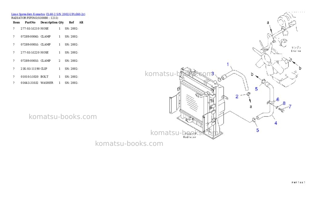 Komatsu cl60-2 s/n 2002-up Parts catalog cover Page 7