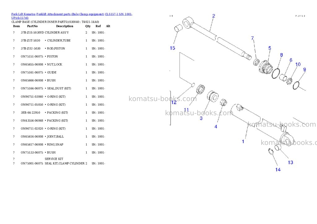 Komatsu cls157-1 s/n 1001-up Parts catalog cover Page 3