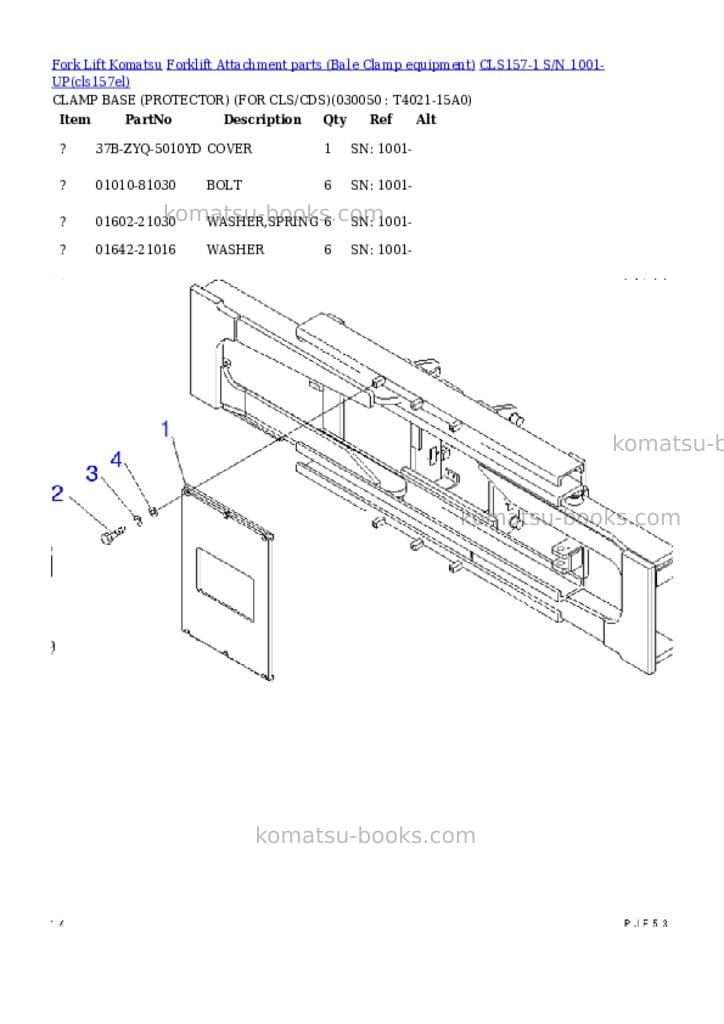 Komatsu cls157-1 s/n 1001-up Parts catalog cover Page 4