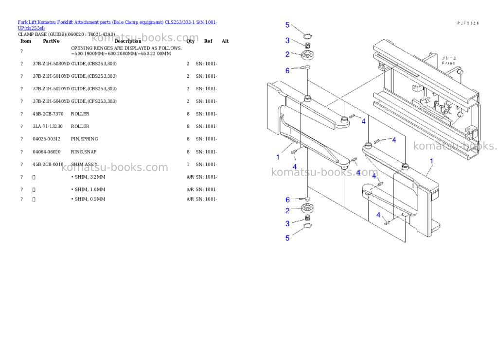 Komatsu cls253/303-1 s/n 1001-up Parts catalog cover Page 10