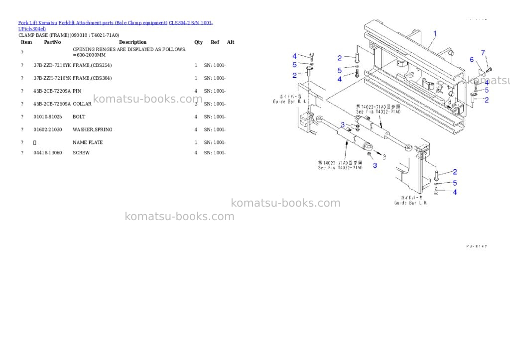 Komatsu cls304-2 s/n 1001-up Parts catalog cover Page 2 Komatsu cls304-2 s/n 1001-up Parts catalog cover Page 2