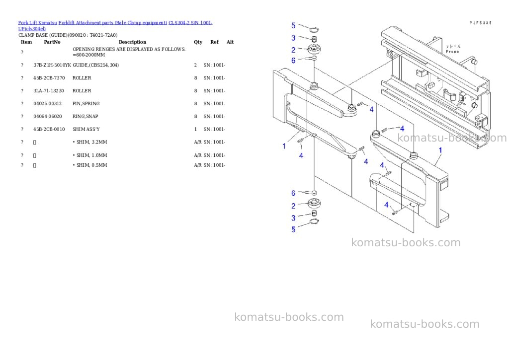 Komatsu cls304-2 s/n 1001-up Parts catalog cover Page 3 Komatsu cls304-2 s/n 1001-up Parts catalog cover Page 3