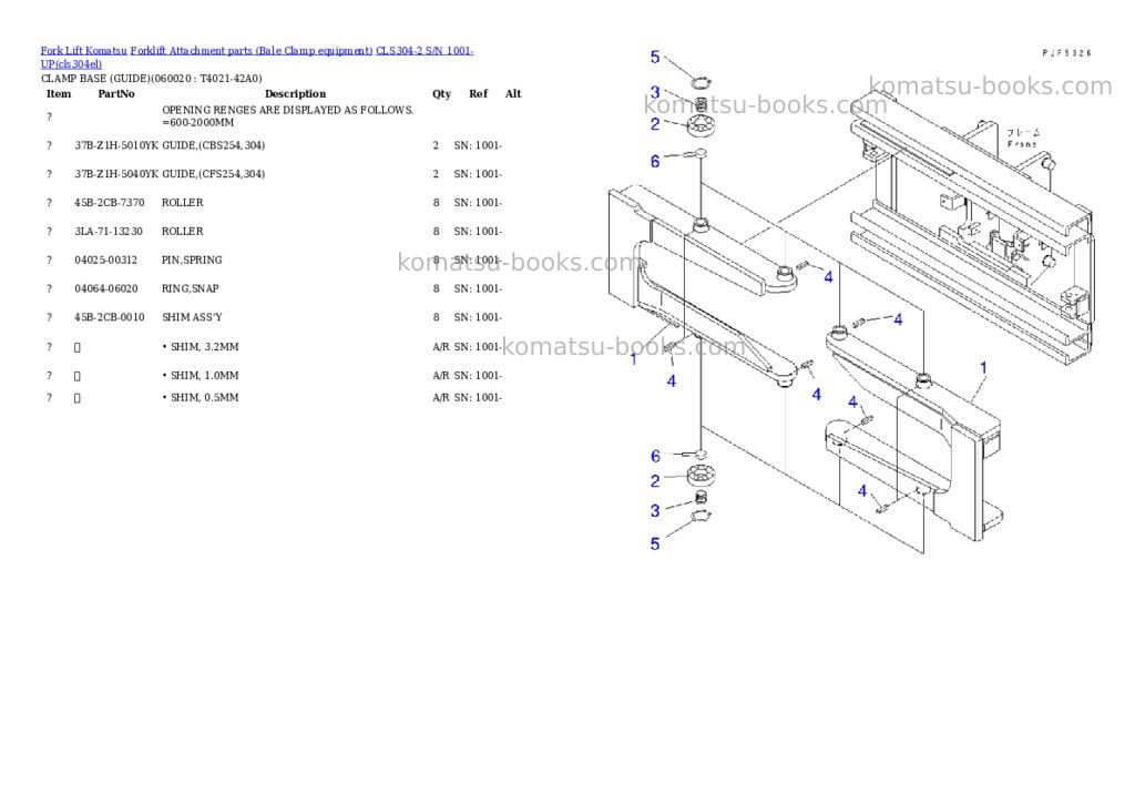 Komatsu cls304-2 s/n 1001-up Parts catalog cover Page 4 Komatsu cls304-2 s/n 1001-up Parts catalog cover Page 4