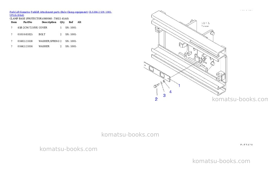 Komatsu cls304-2 s/n 1001-up Parts catalog cover Page 6 Komatsu cls304-2 s/n 1001-up Parts catalog cover Page 6