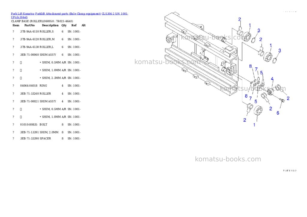 Komatsu cls304-2 s/n 1001-up Parts catalog cover Page 7 Komatsu cls304-2 s/n 1001-up Parts catalog cover Page 7