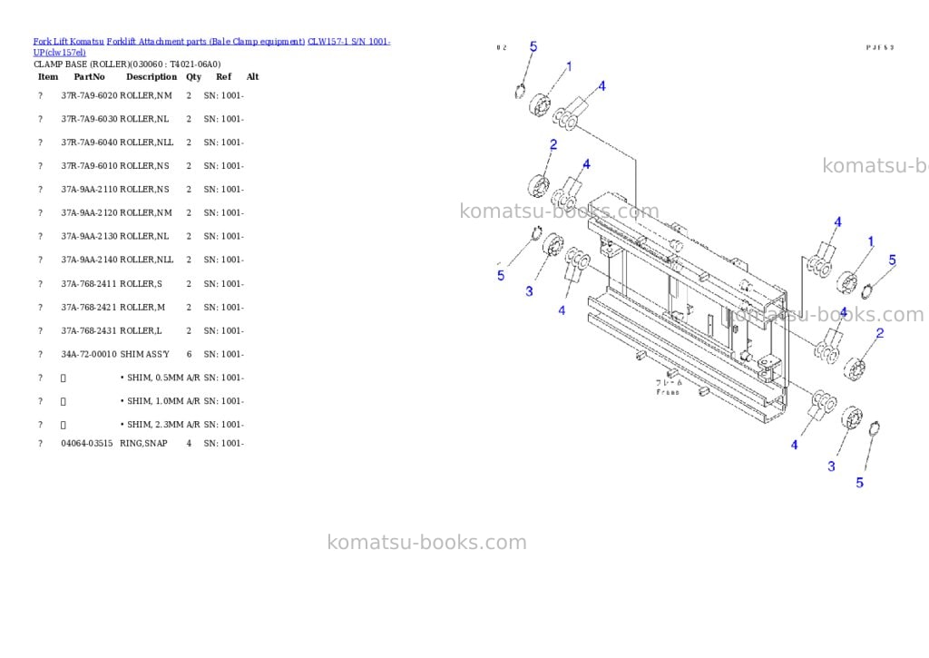Komatsu clw157-1 s/n 1001-up Parts catalog cover Page 5 Komatsu clw157-1 s/n 1001-up Parts catalog cover Page 5