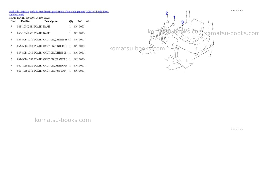 Komatsu clw157-1 s/n 1001-up Parts catalog cover Page 8 Komatsu clw157-1 s/n 1001-up Parts catalog cover Page 8