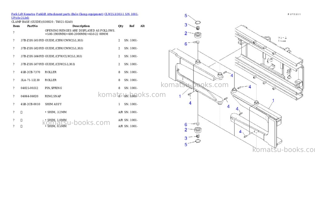 Komatsu clw253/303-1 s/n 1001-up Parts catalog cover