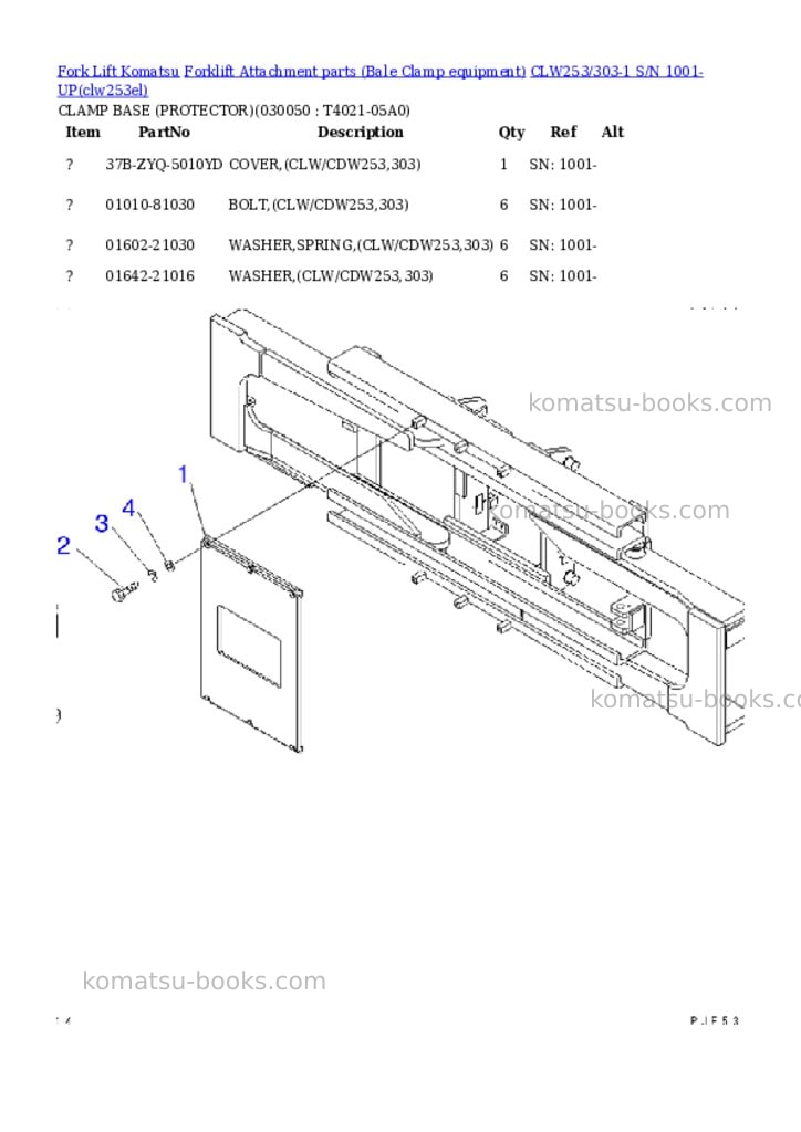Komatsu clw253/303-1 s/n 1001-up Parts catalog cover Page 4