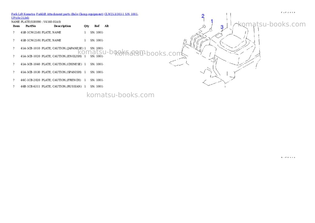Komatsu clw253/303-1 s/n 1001-up Parts catalog cover Page 8