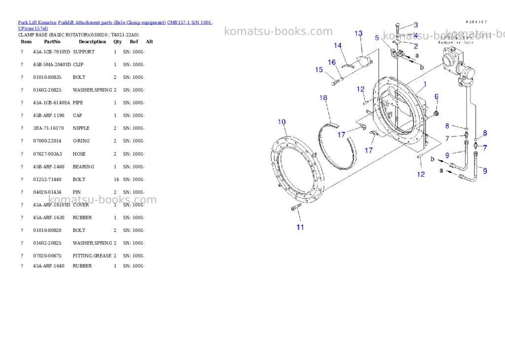 Komatsu cmr157-1 s/n 1001-up Parts catalog cover