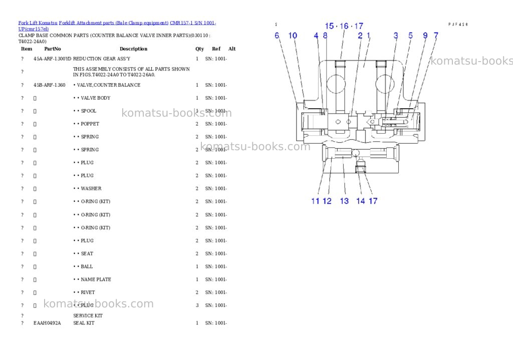 Komatsu cmr157-1 s/n 1001-up Parts catalog cover Page 10