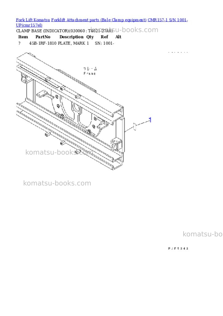 Komatsu cmr157-1 s/n 1001-up Parts catalog cover Page 5