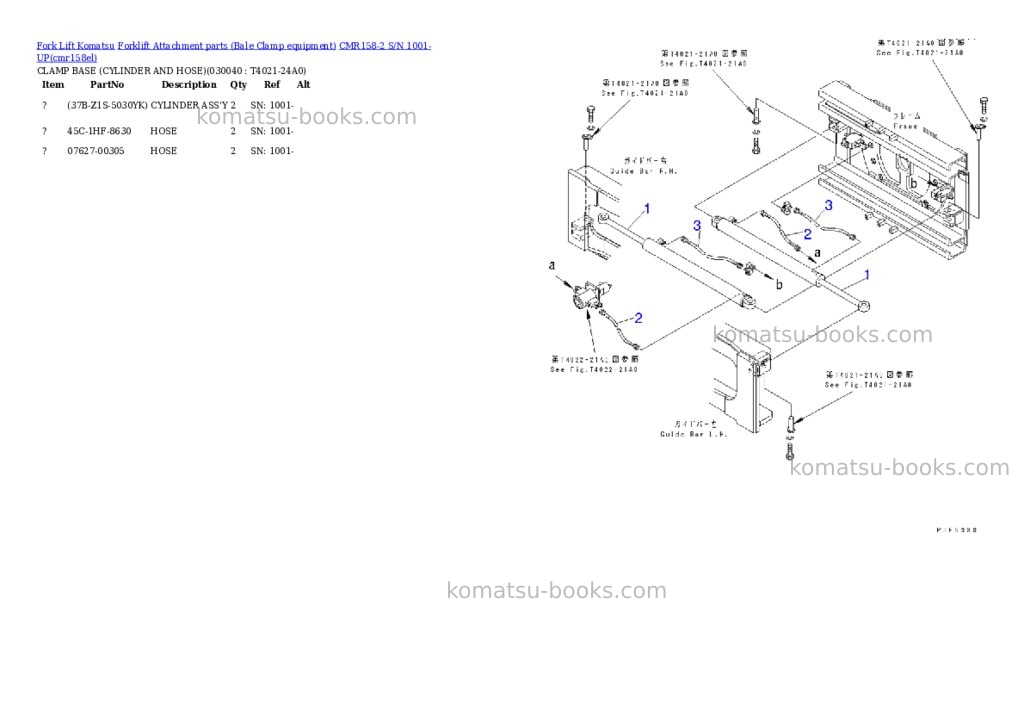 Komatsu cmr158-2 s/n 1001-up Parts catalog cover Page 3 Komatsu cmr158-2 s/n 1001-up Parts catalog cover Page 3