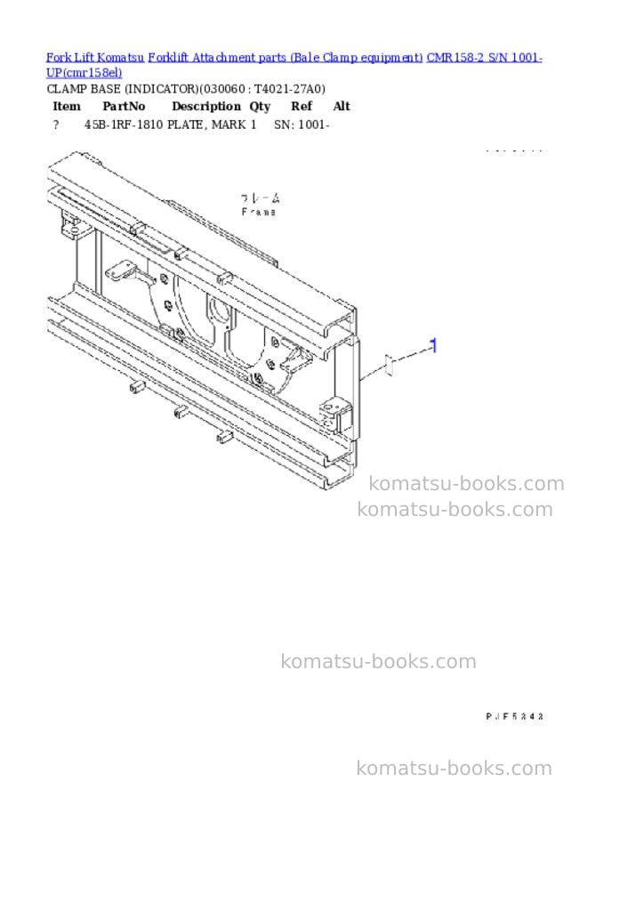 Komatsu cmr158-2 s/n 1001-up Parts catalog cover Page 5 Komatsu cmr158-2 s/n 1001-up Parts catalog cover Page 5