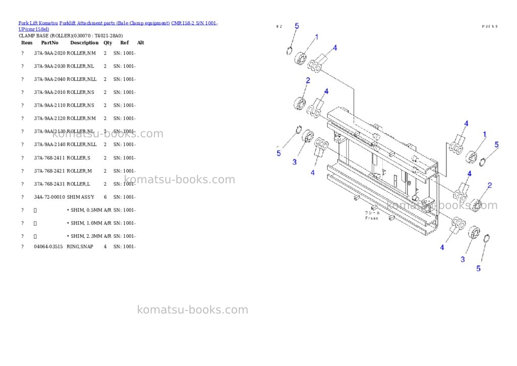 Komatsu cmr158-2 s/n 1001-up Parts catalog cover Page 6 Komatsu cmr158-2 s/n 1001-up Parts catalog cover Page 6