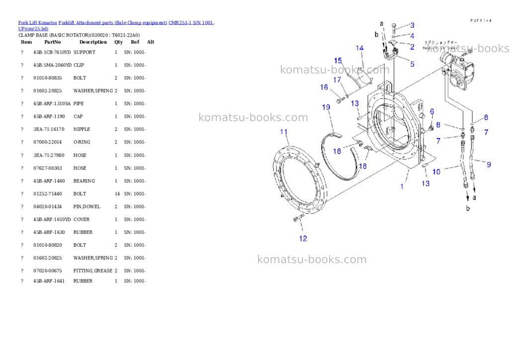 Komatsu cmr253-1 s/n 1001-up Parts catalog cover Komatsu cmr253-1 s/n 1001-up Parts catalog cover