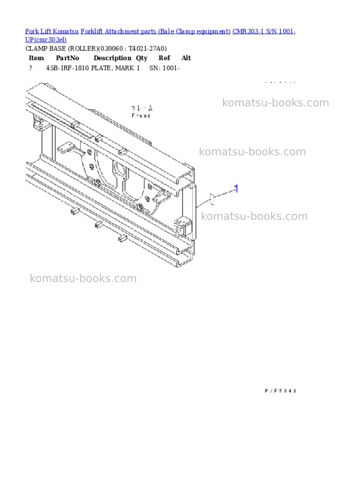 Komatsu cmr303-1 s/n 1001-up Parts catalog cover Page 5 Komatsu cmr303-1 s/n 1001-up Parts catalog cover Page 5