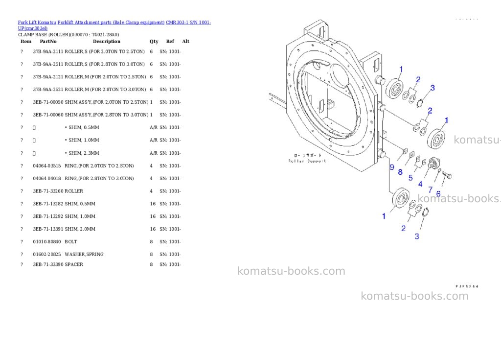 Komatsu cmr303-1 s/n 1001-up Parts catalog cover Page 6 Komatsu cmr303-1 s/n 1001-up Parts catalog cover Page 6