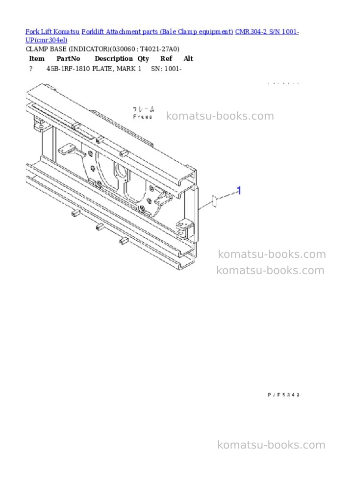 Komatsu cmr304-2 s/n 1001-up Parts catalog cover Page 5 Komatsu cmr304-2 s/n 1001-up Parts catalog cover Page 5