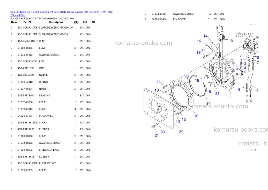 Komatsu cmr359-1 s/n 1001-up Parts catalog cover Komatsu cmr359-1 s/n 1001-up Parts catalog cover