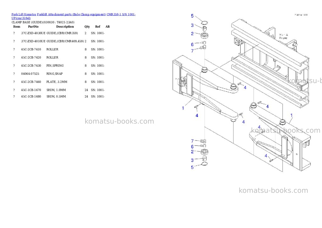 Komatsu cmr359-1 s/n 1001-up Parts catalog cover Page 2 Komatsu cmr359-1 s/n 1001-up Parts catalog cover Page 2