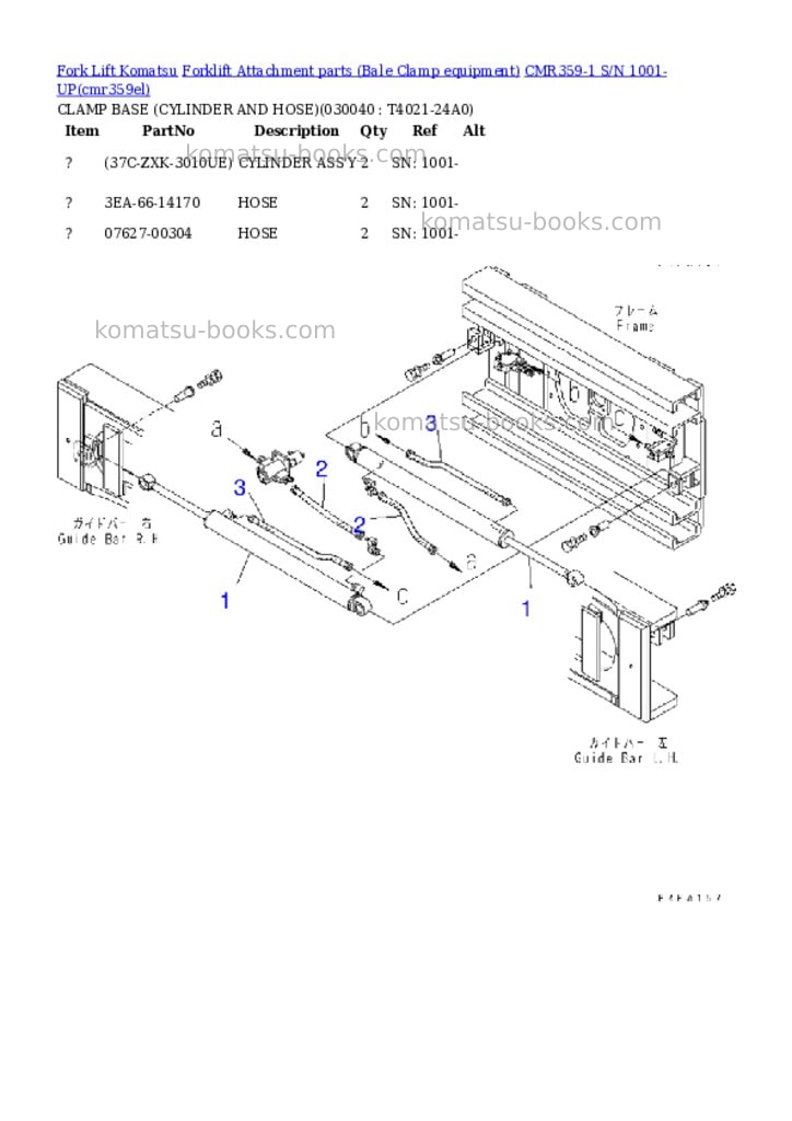 Komatsu cmr359-1 s/n 1001-up Parts catalog cover Page 3 Komatsu cmr359-1 s/n 1001-up Parts catalog cover Page 3