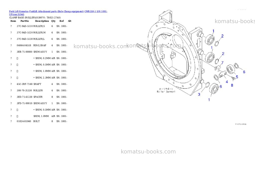 Komatsu cmr359-1 s/n 1001-up Parts catalog cover Page 6 Komatsu cmr359-1 s/n 1001-up Parts catalog cover Page 6