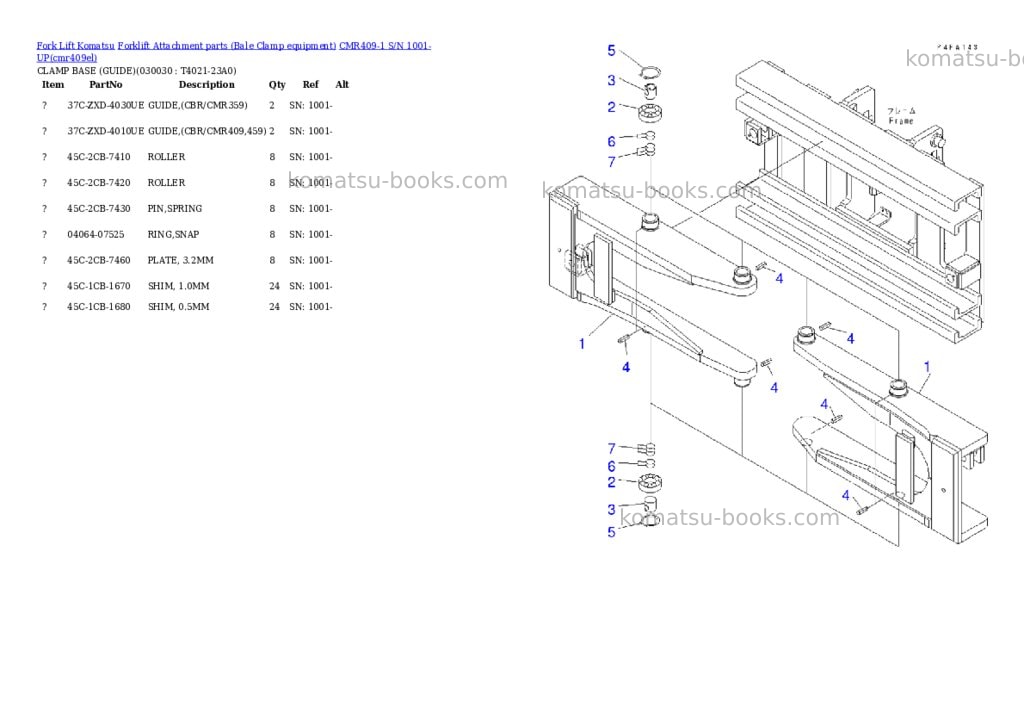 Komatsu cmr409-1 s/n 1001-up Parts catalog cover Page 2