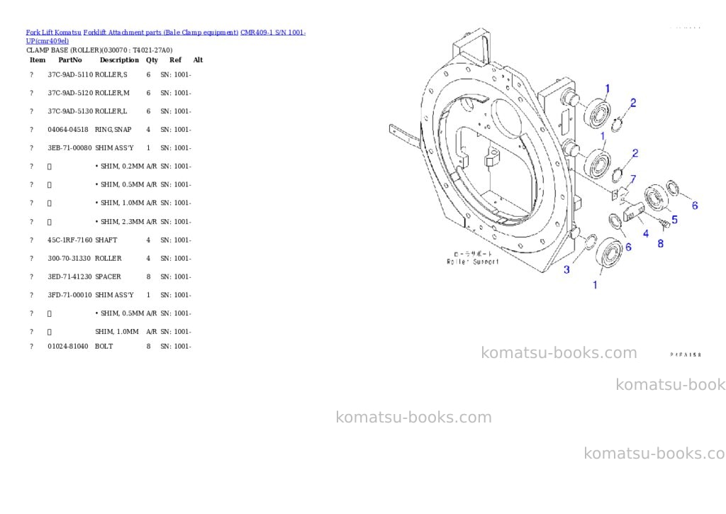 Komatsu cmr409-1 s/n 1001-up Parts catalog cover Page 6
