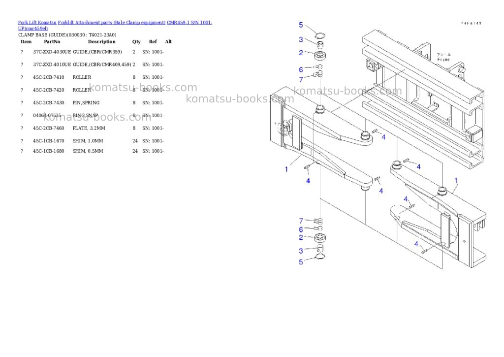 Komatsu cmr459-1 s/n 1001-up Parts catalog cover Page 2 Komatsu cmr459-1 s/n 1001-up Parts catalog cover Page 2