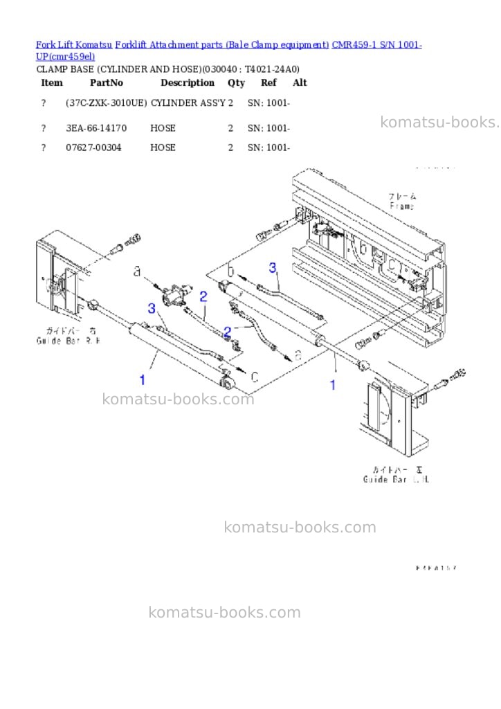 Komatsu cmr459-1 s/n 1001-up Parts catalog cover Page 3 Komatsu cmr459-1 s/n 1001-up Parts catalog cover Page 3