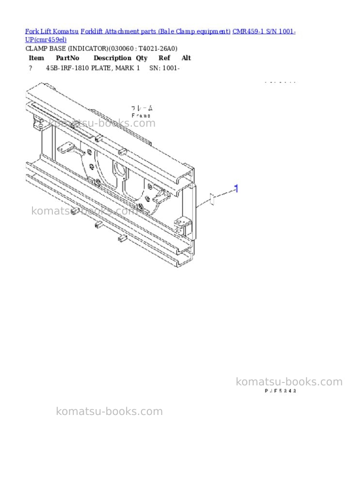 Komatsu cmr459-1 s/n 1001-up Parts catalog cover Page 5 Komatsu cmr459-1 s/n 1001-up Parts catalog cover Page 5
