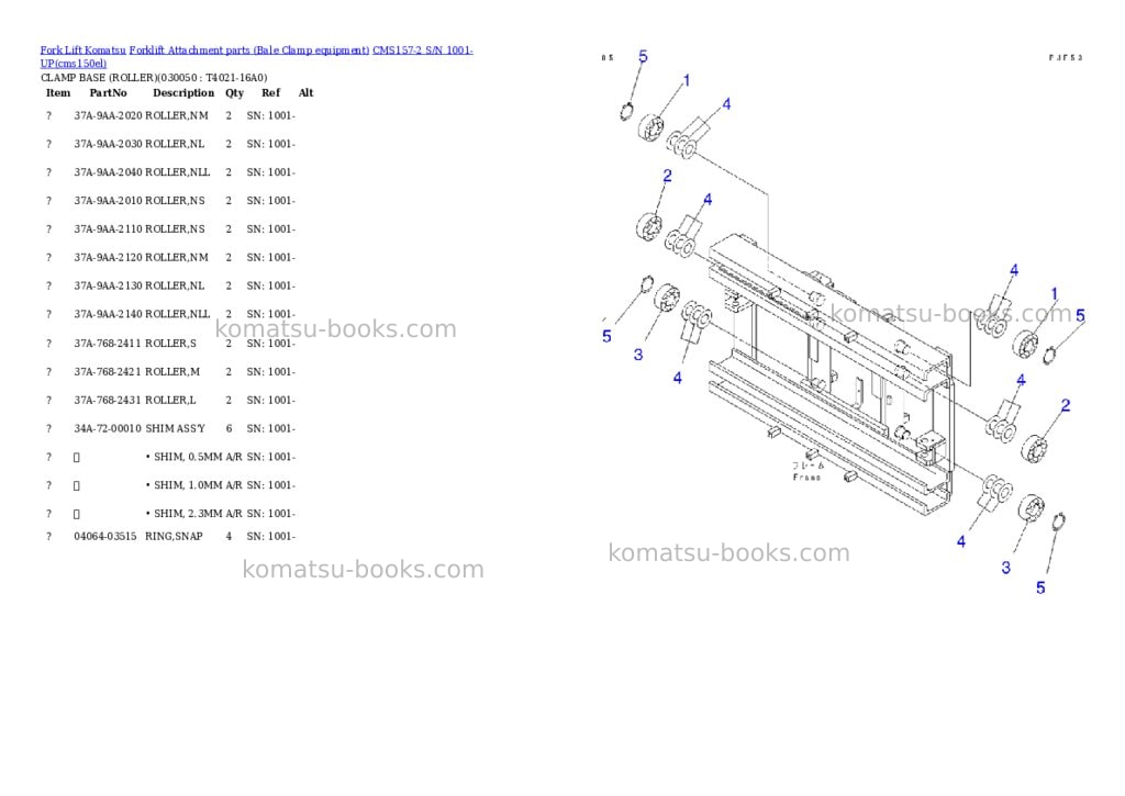Komatsu cms157-2 s/n 1001-up Parts catalog cover Page 4 Komatsu cms157-2 s/n 1001-up Parts catalog cover Page 4