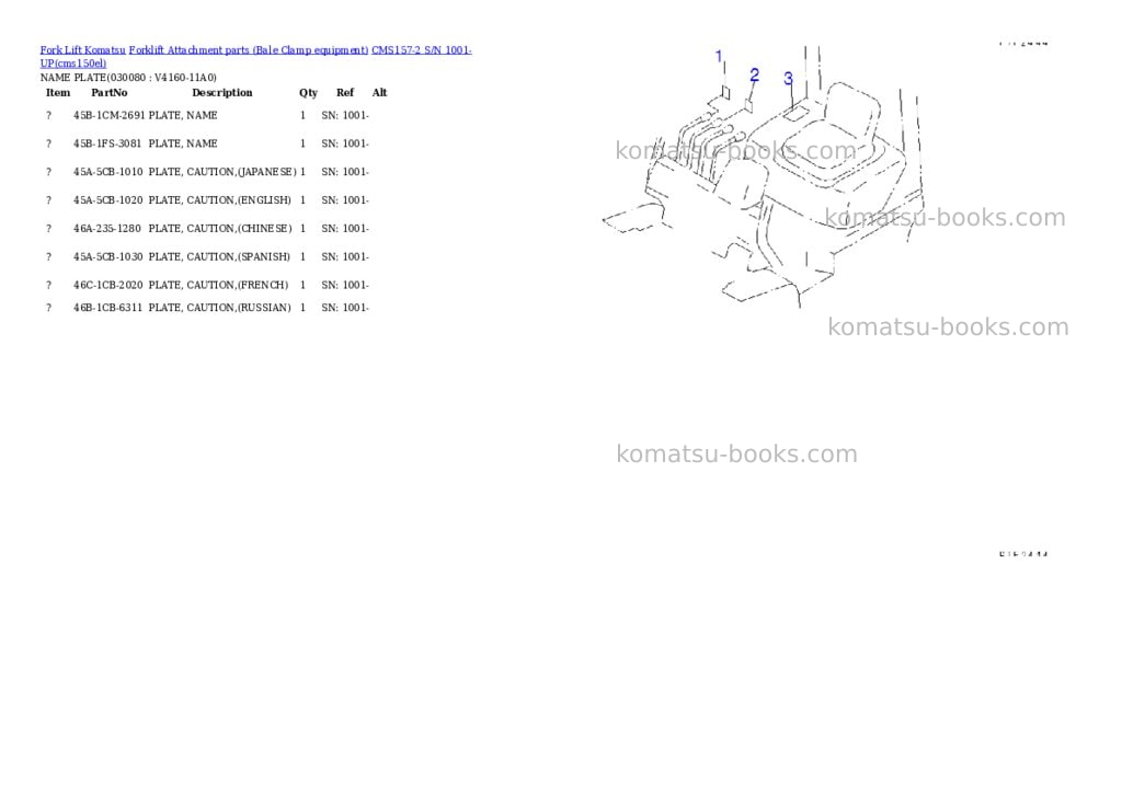 Komatsu cms157-2 s/n 1001-up Parts catalog cover Page 7 Komatsu cms157-2 s/n 1001-up Parts catalog cover Page 7