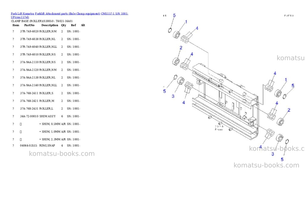 Komatsu cms157-1 s/n 1001-up Parts catalog cover Komatsu cms157-1 s/n 1001-up Parts catalog cover