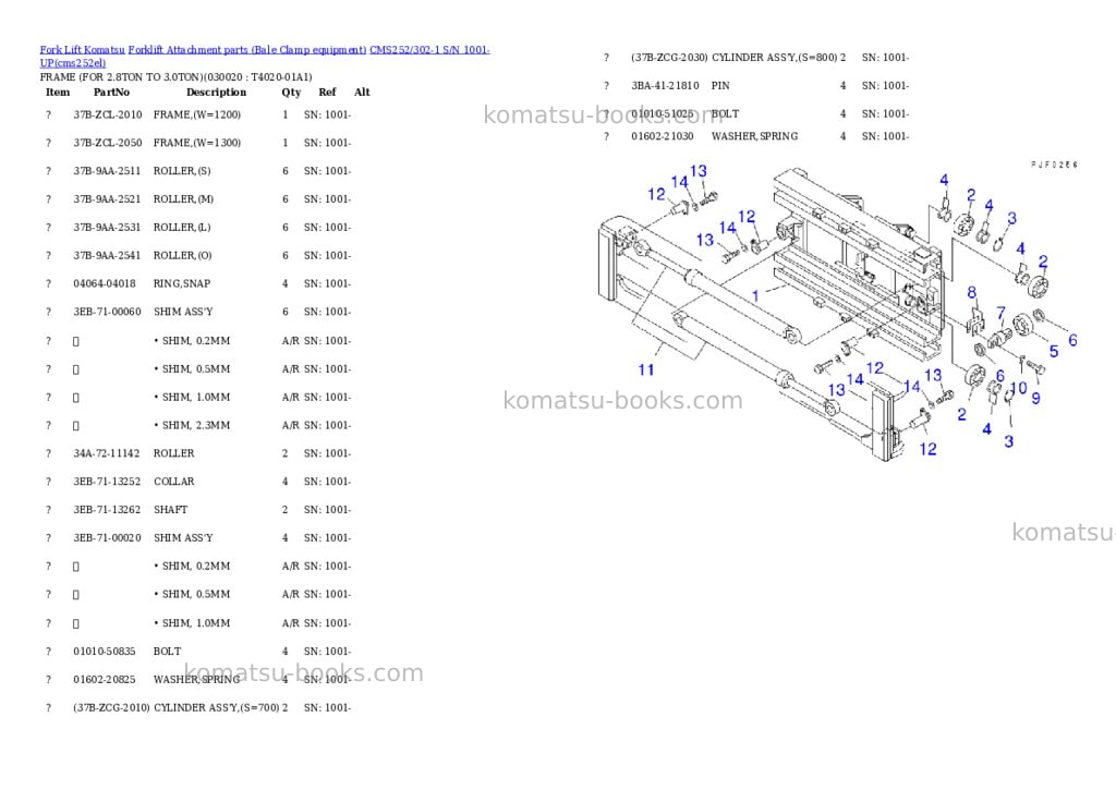Komatsu cms252/302-1 s/n 1001-up Parts catalog cover Komatsu cms252/302-1 s/n 1001-up Parts catalog cover