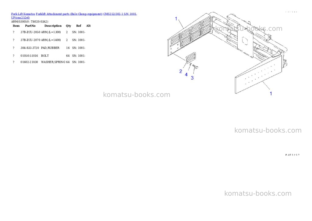 Komatsu cms252/302-1 s/n 1001-up Parts catalog cover Page 4 Komatsu cms252/302-1 s/n 1001-up Parts catalog cover Page 4