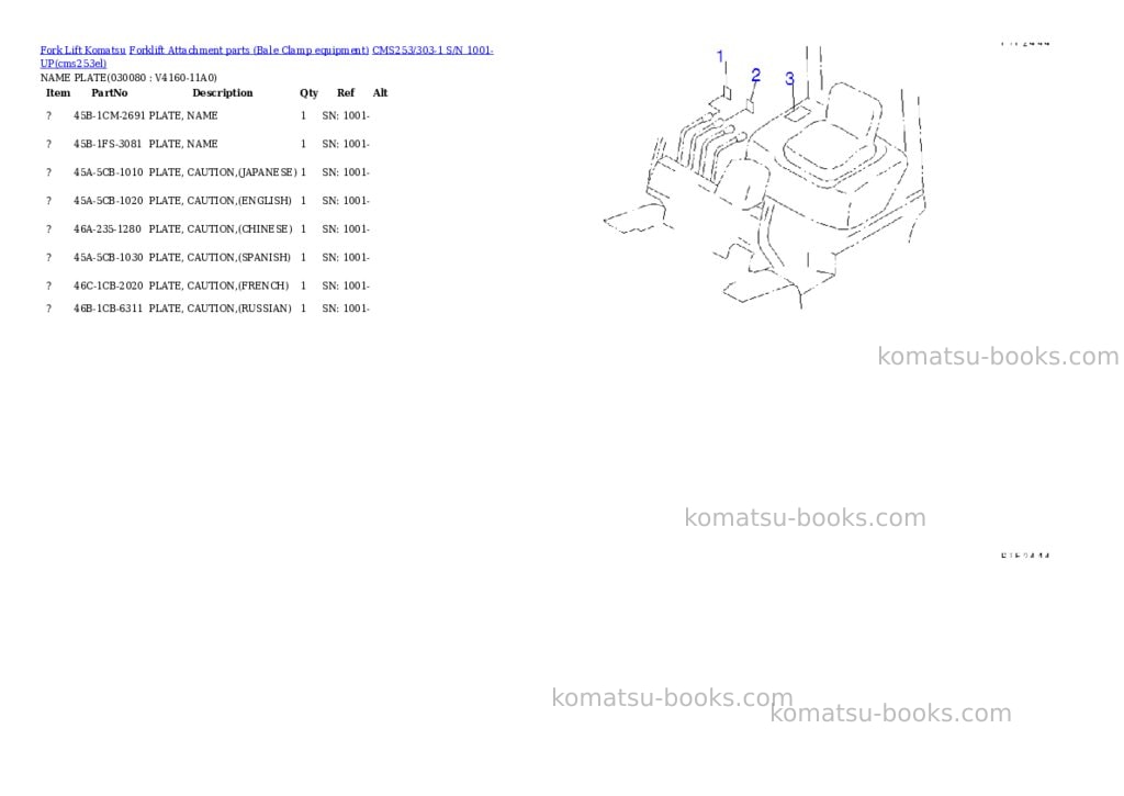 Komatsu cms253/303-1 s/n 1001-up Parts catalog cover Page 8 Komatsu cms253/303-1 s/n 1001-up Parts catalog cover Page 8