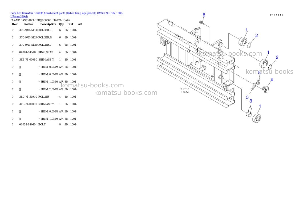 Komatsu cms359-1 s/n 1001-up Parts catalog cover Page 5 Komatsu cms359-1 s/n 1001-up Parts catalog cover Page 5