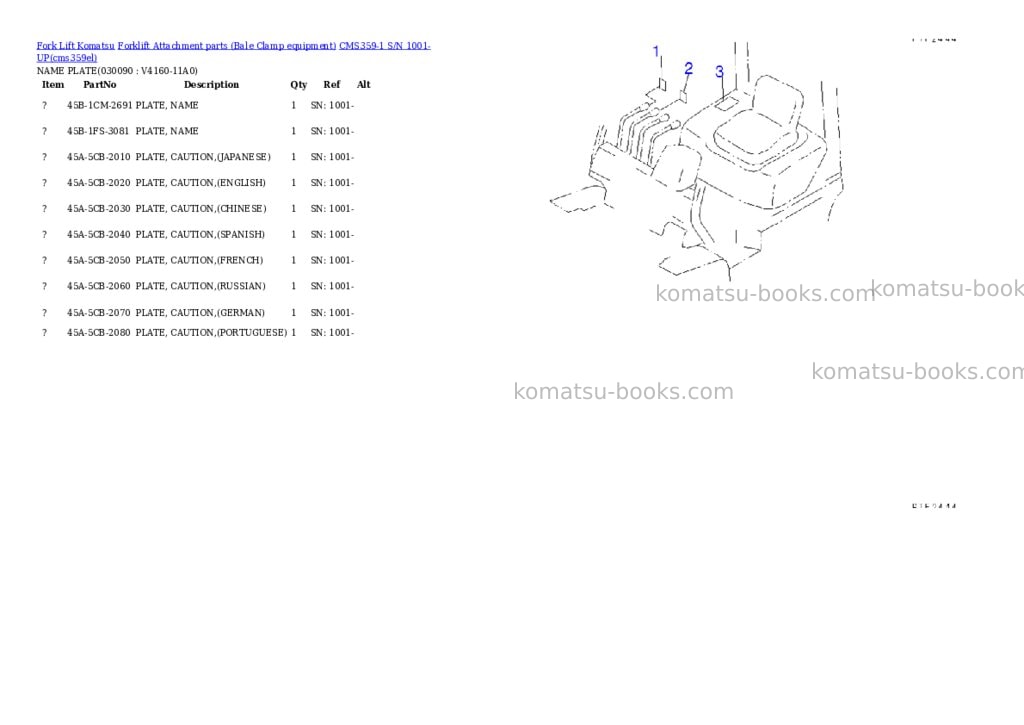 Komatsu cms359-1 s/n 1001-up Parts catalog cover Page 8 Komatsu cms359-1 s/n 1001-up Parts catalog cover Page 8