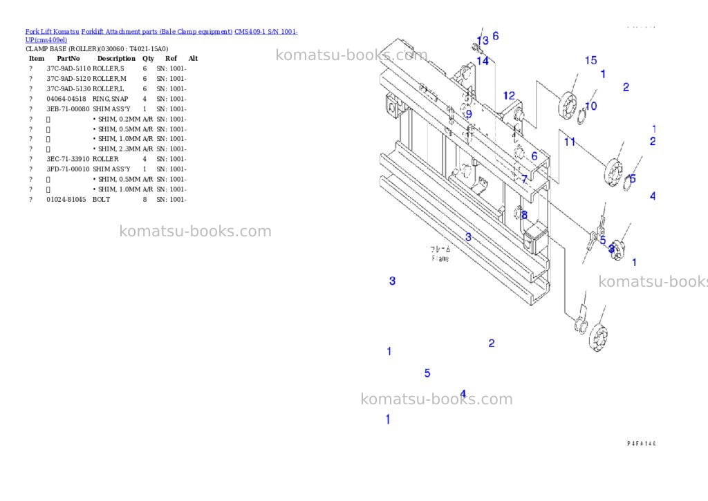 Komatsu cms409-1 s/n 1001-up Parts catalog cover Page 10 Komatsu cms409-1 s/n 1001-up Parts catalog cover Page 10
